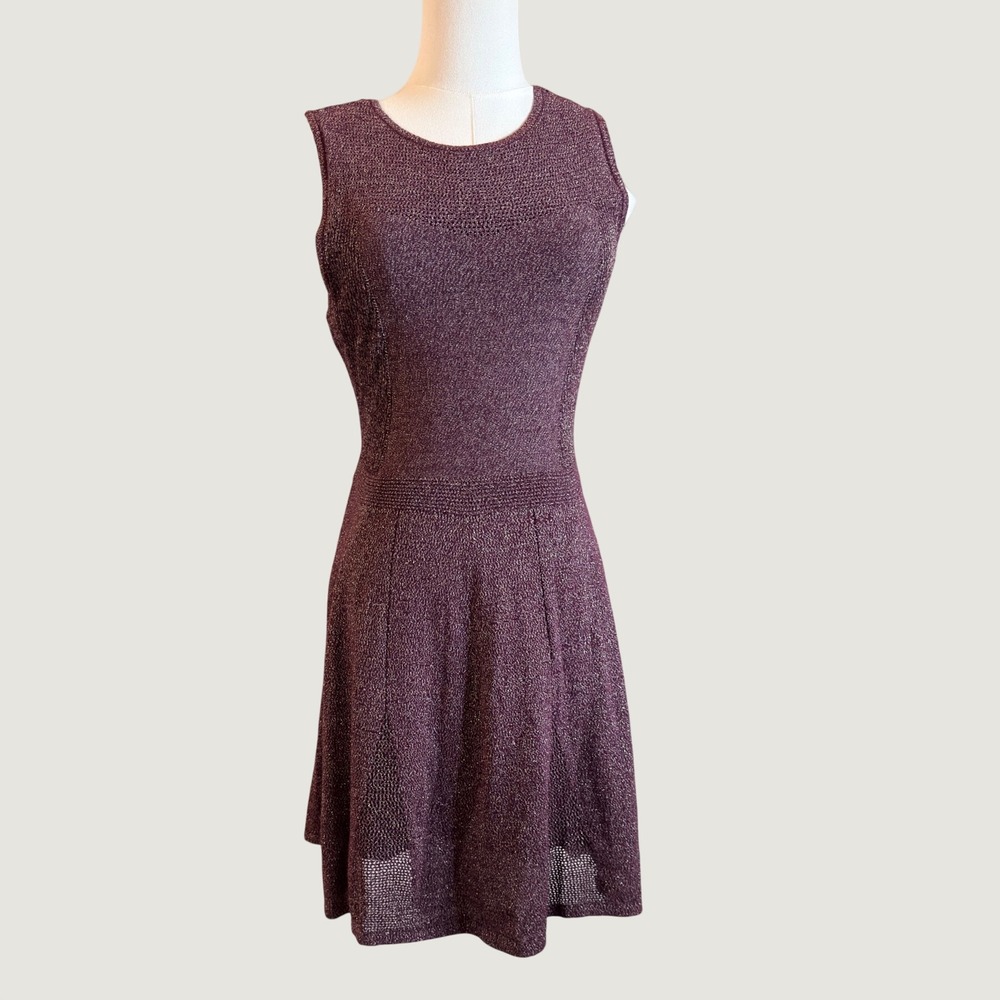 American Eagle Outfitters Burgundy Metallic Knit Sleeveless Sweater Dress Medium
